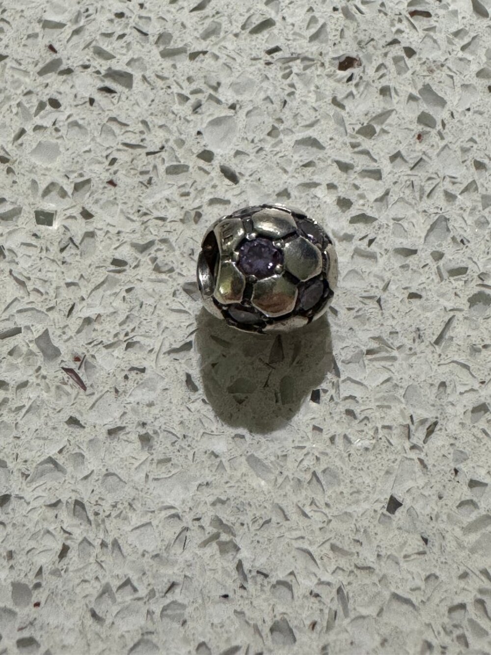 Pandora Sterling Silver Purple CZ Floral Flower Charm Bead 925 ALE